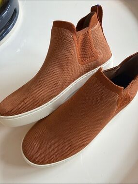 Rothy's Slip-On Knit Sneakers in Rust